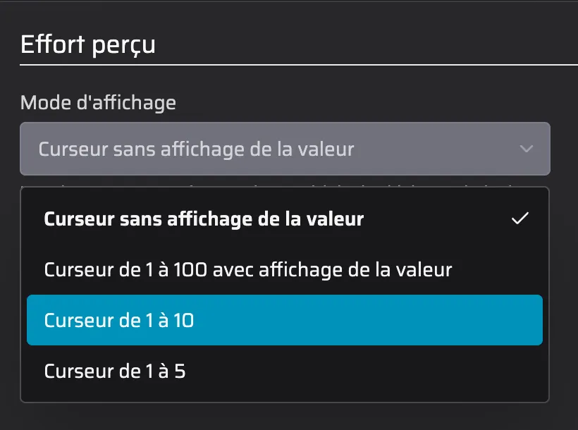 Configuration du RPE dans Slek