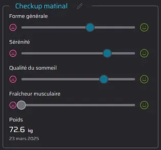 Exemple de checkup matinal à remplir par les athlètes