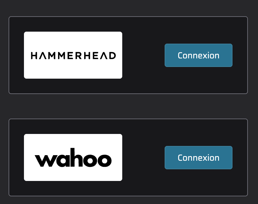 Interface de connexion à Wahoo et Hammerhead