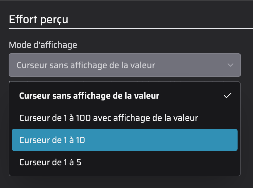 Configuration du RPE dans Slek