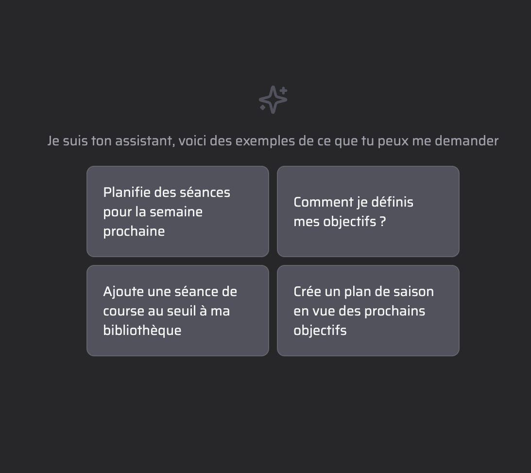 Une capture d'écran qui montre l'assistant de Slek qui se présente et te suggère des questions que tu peux lui poser…